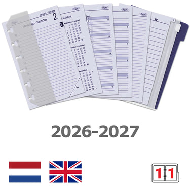 6331-26-27 125 x 80 mm Pocket Planner Organizer Vulling 1 Dag per Pagina  Jaardoos EN NL  en 2026 2027